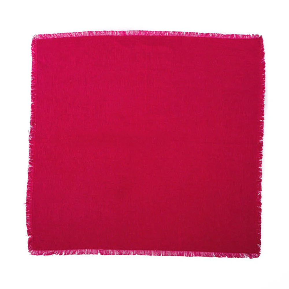 ON SALE: Linen Fringe Napkins- Magenta - Image 3