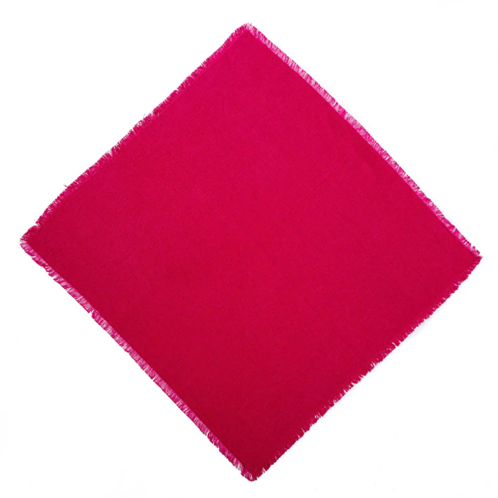 ON SALE: Linen Fringe Napkins- Magenta - Image 4