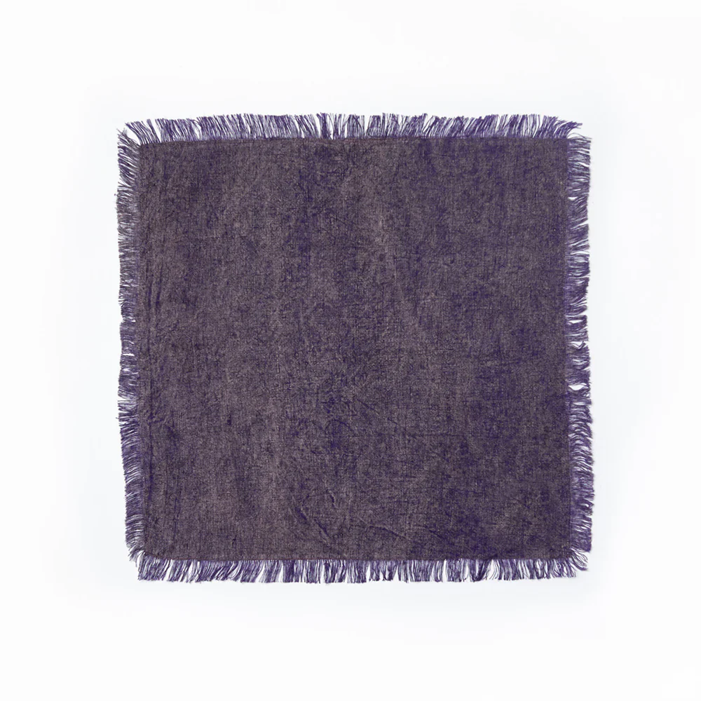 ON SALE: Linen Fringe Napkins- Purple - Image 3
